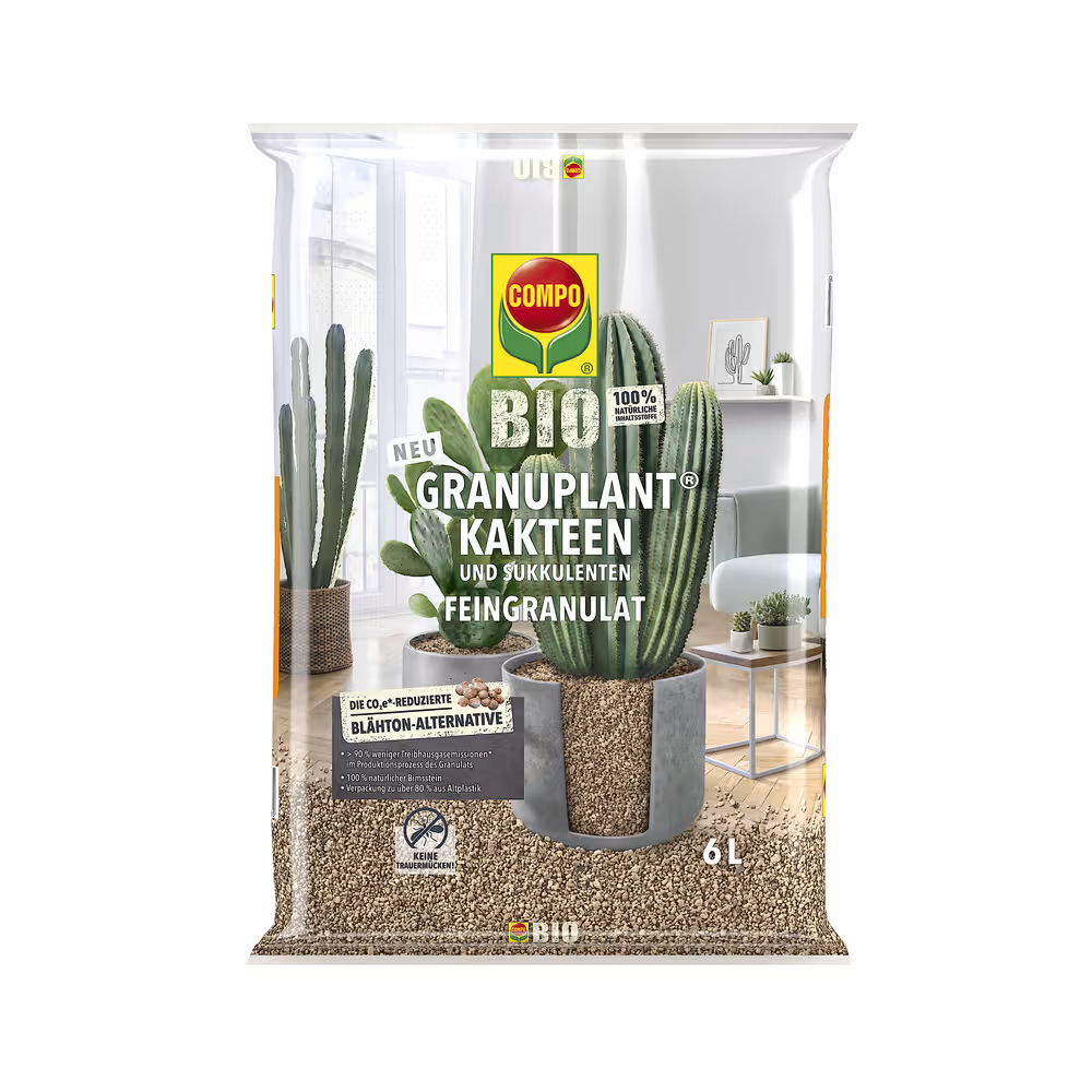 COMPO BIO Granulat Kakteen Feingranulat 6L Natürliches Pflanzgranulat