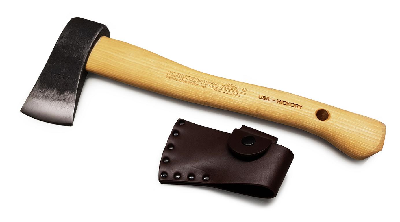 Waldläuferbeil mit USA-Hickorystiel und Lederschn