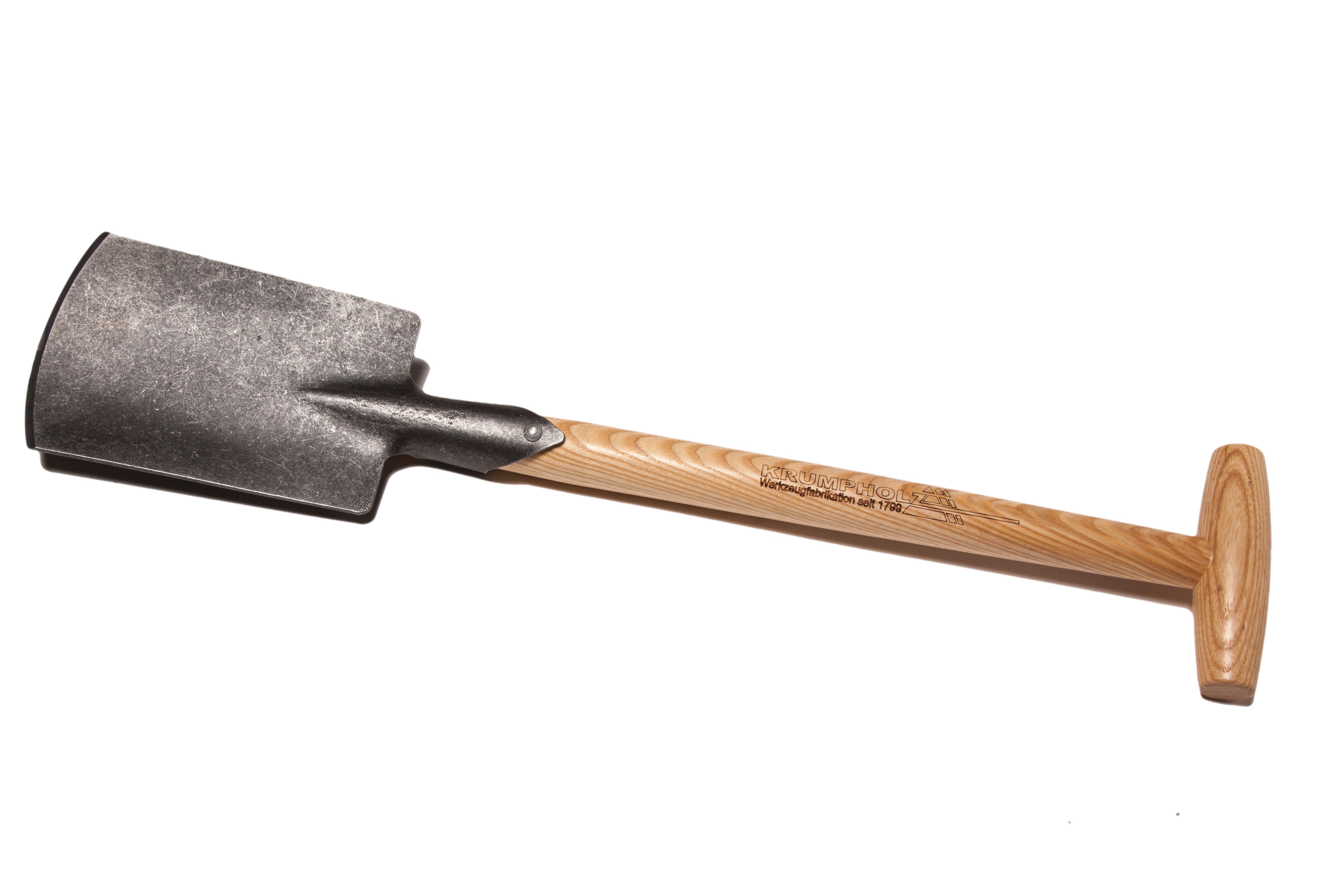 Handspaten, geschmiedet, mit 45 cm langem, lackie