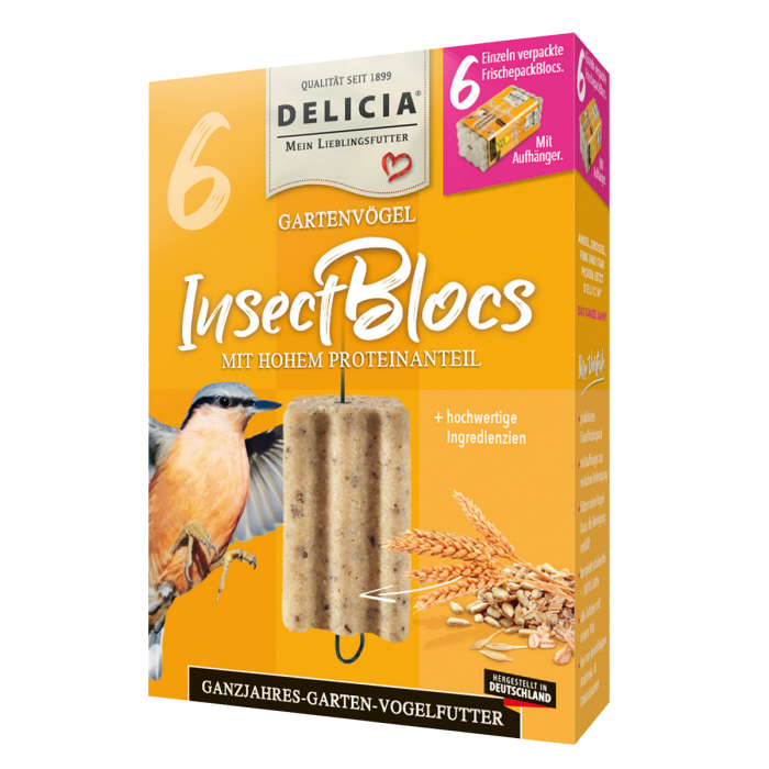 DELICIA Pick-me-up InsectBlocs 6erPack orange Gartenvogelfutter mit Insekten
