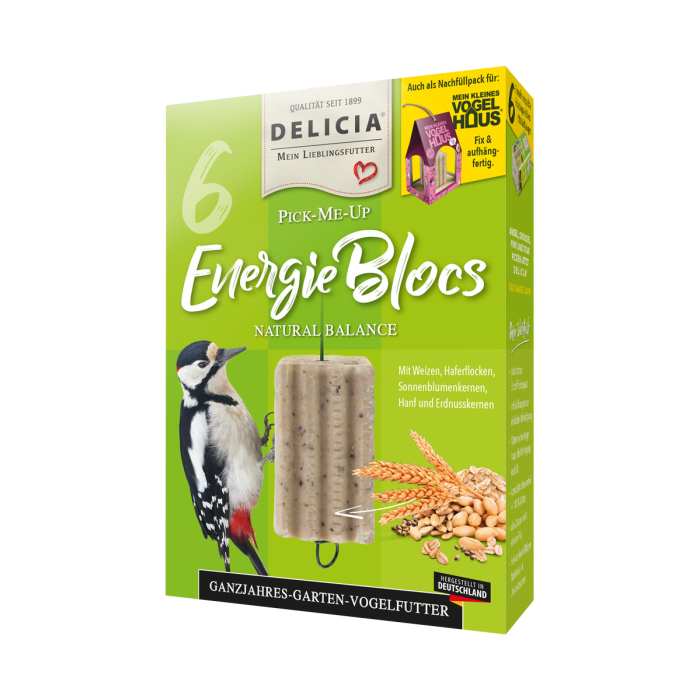 DELICIA Pick-me-up EnergieBlocs 6erPack grün Gartenvogelfutter Kalzium und Phosphor