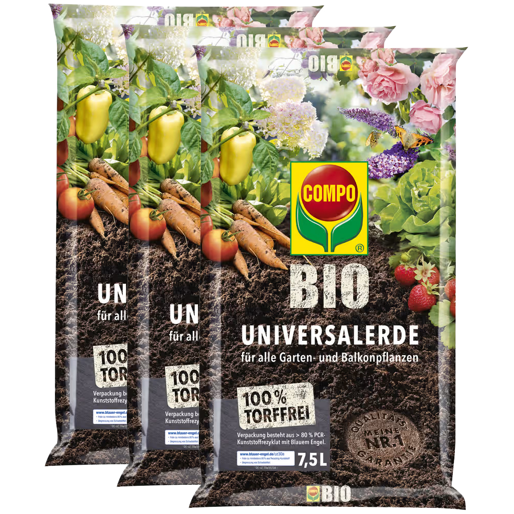 BIO Universal-Erde torffrei 3er-Pack à 7,5 Liter