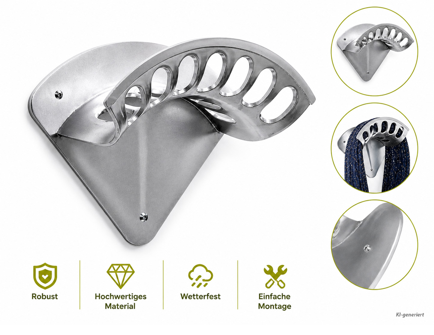 MaxGarten Wandschlauchhalter Metall Aluminium S - XL Gartenschlauch