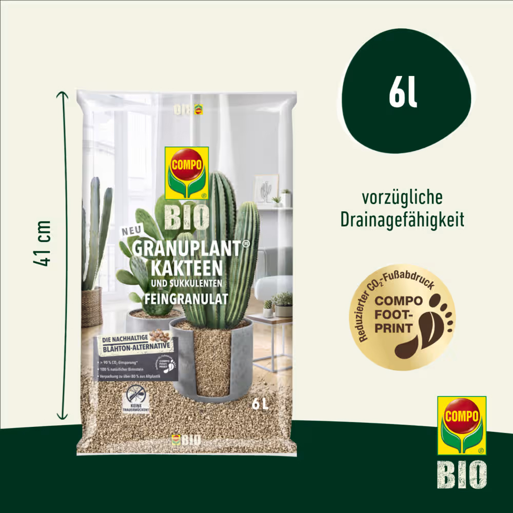 COMPO BIO Granulat Kakteen Feingranulat 6L Natürliches Pflanzgranulat