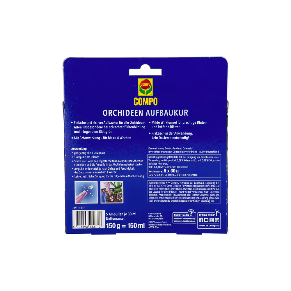 COMPO Orchideen-Aufbaukur 5x30ml Regeneration & Stärkung für geschwächte Orchideen