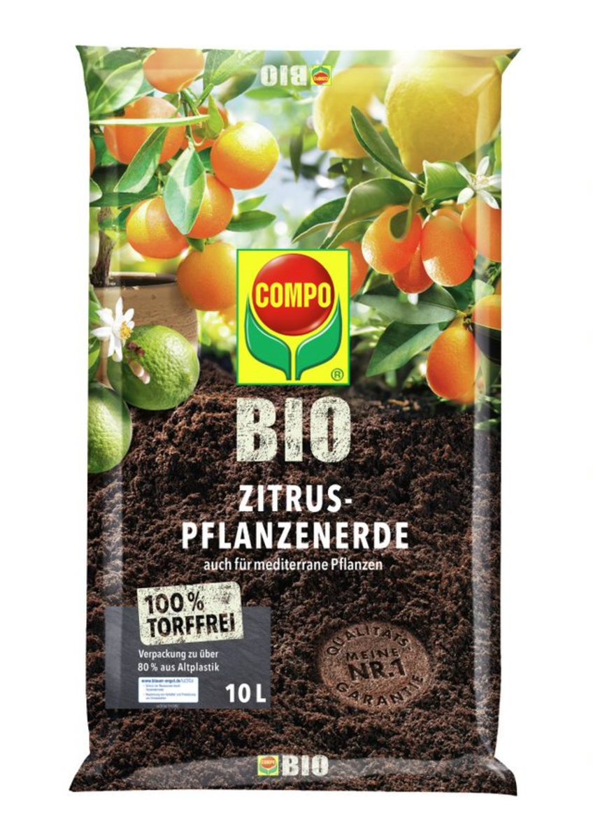 COMPO BIO Zitruspflanzenerde torffrei 10 l für Zitrus- u. mediterrane Pflanzen