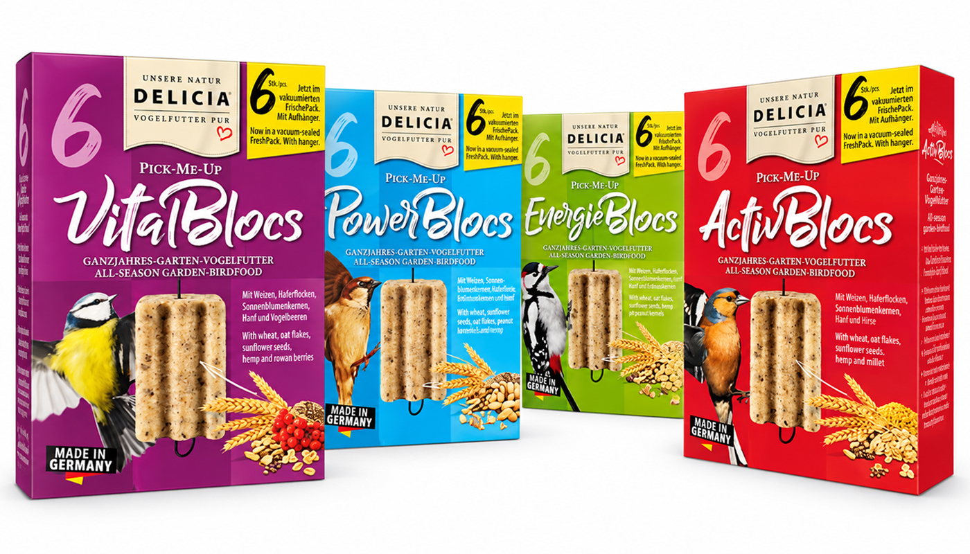Delicia Pick-ME-UP 4-er Probierset 4 Sorten Wildvogelfutter à 6 Stück