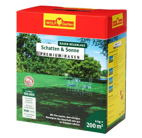 WOLF-Garten LP 200m² Premium Rasen &quot;Schatten &amp; Sonne&quot;, Rasen-Samen