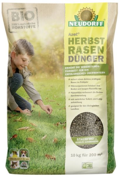 Neudorff Azet HerbstRasenDünger 100% biologisch staubfrei 10 kg für 200 m²