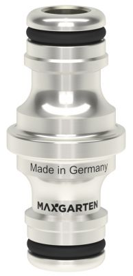 MaxGarten Doppelstecker robust, Messing vernickelt, kompatibel