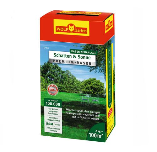 WOLF-Garten LP 100m² Premium Rasen &quot;Schatten &amp; Sonne&quot;, Rasen-Samen