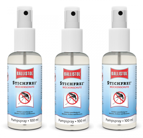 Ballistol Stichfrei Pump-Spray 100 ml 3er Pack Insektenschutz Mückenspray